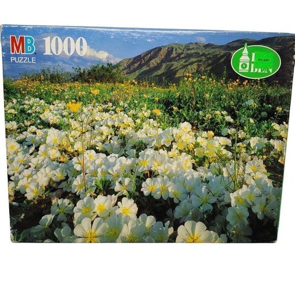 MB Big Ben Jigsaw Puzzle Anza Borrego Desert California Primrose Flowers 1000 pc - Picture 1 of 3
